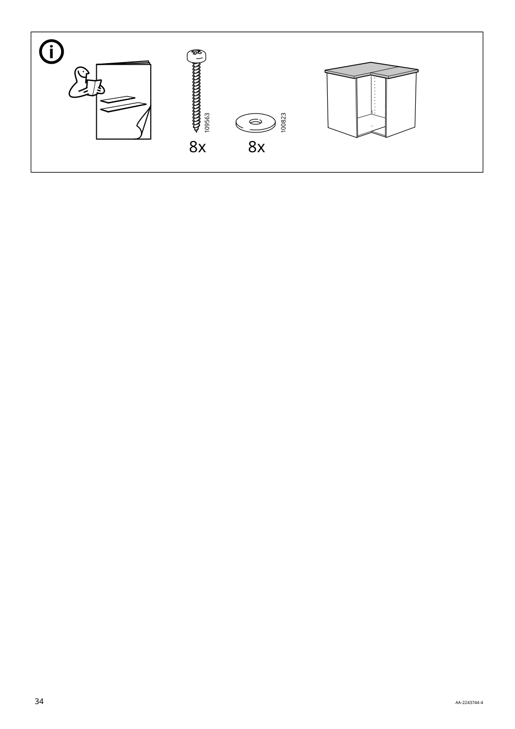 Assembly instructions for IKEA Sektion base corner cabinet frame white | Page 34 - IKEA SEKTION corner base cabinet with carousel 793.839.58