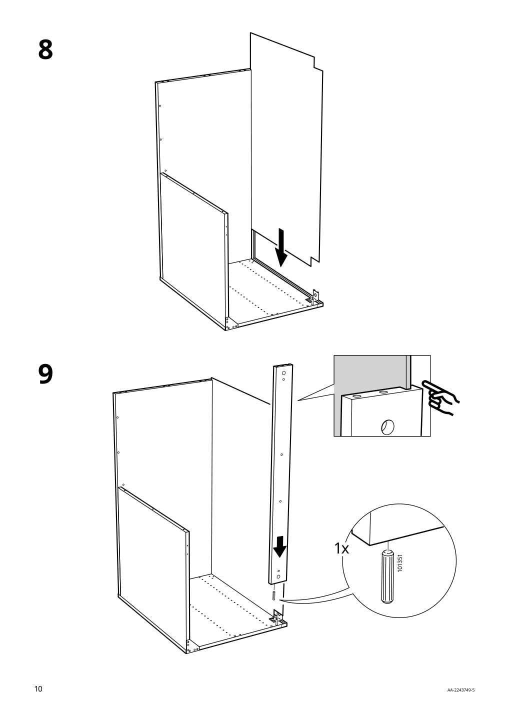 Assembly instructions for IKEA Sektion base corner cabinet frame white | Page 10 - IKEA SEKTION corner base cab w pull-out fitting 594.644.89