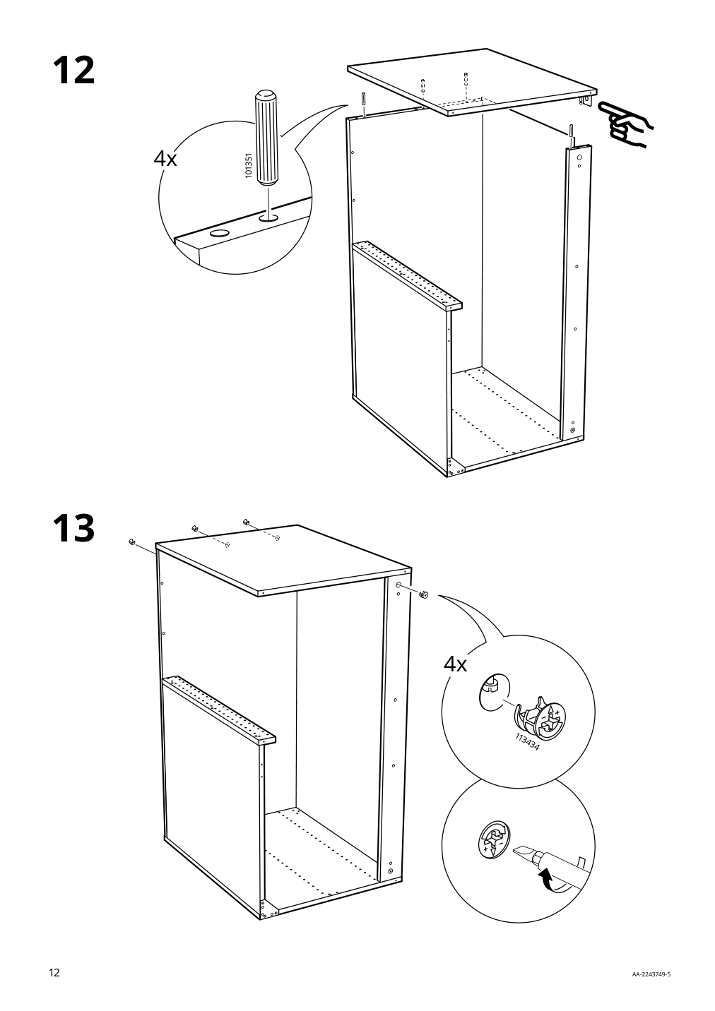 Assembly instructions for IKEA Sektion base corner cabinet frame white | Page 12 - IKEA SEKTION corner base cabinet with shelf 494.573.71