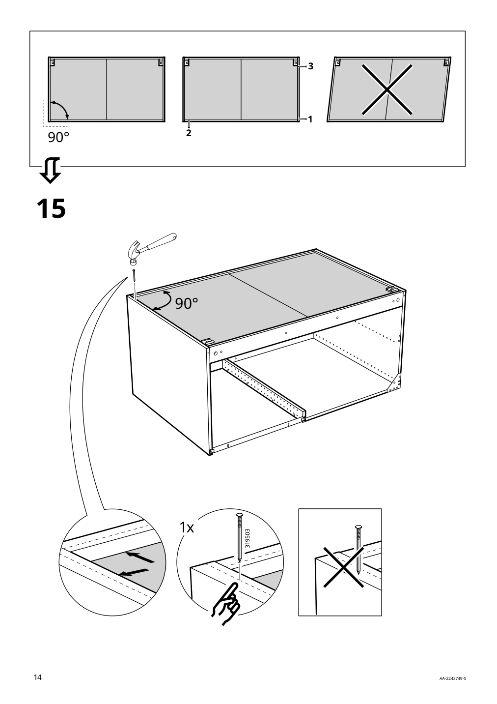 Assembly instructions for IKEA Sektion base corner cabinet frame white | Page 14 - IKEA SEKTION corner base cab w pull-out fitting 594.644.89