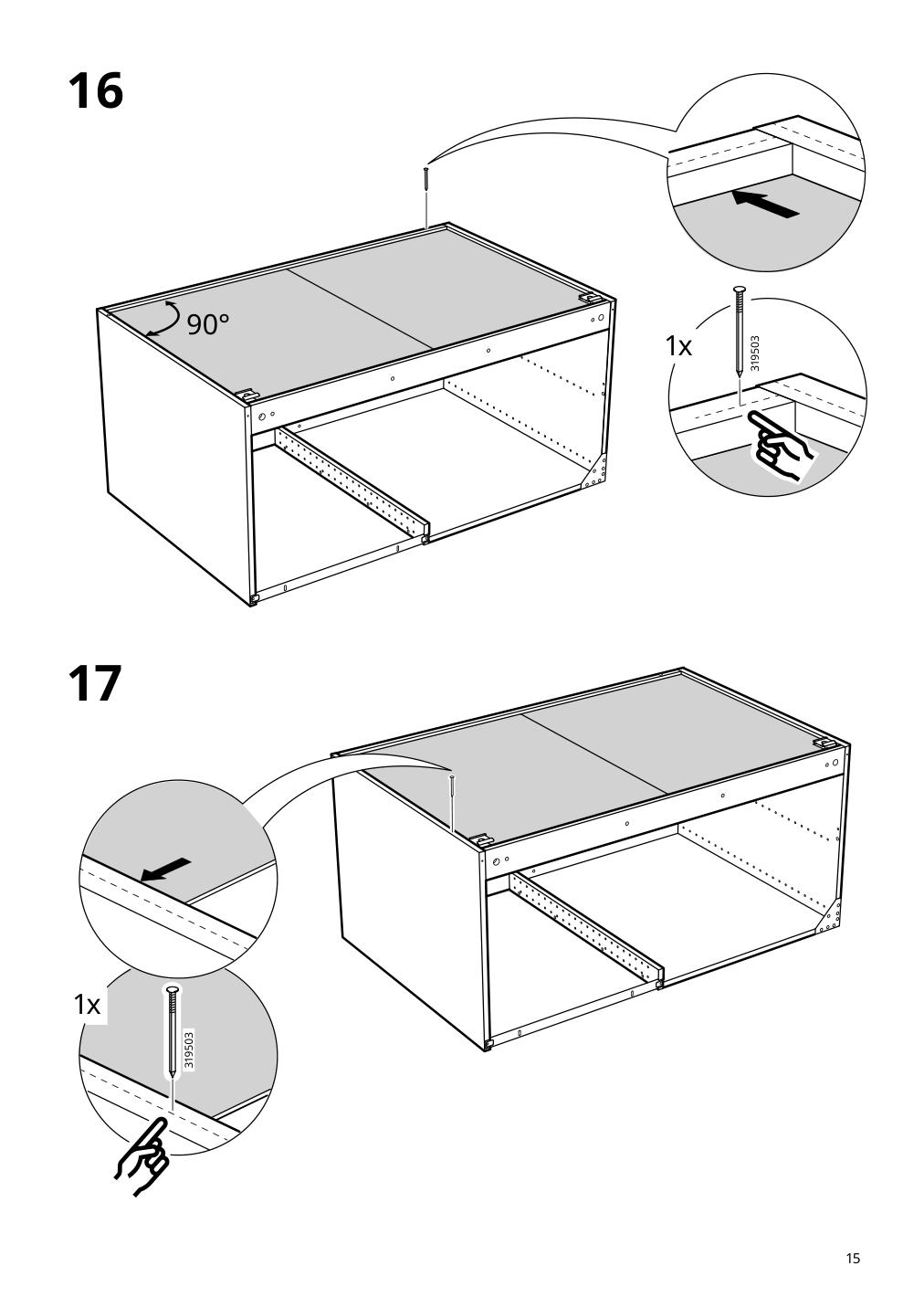 Assembly instructions for IKEA Sektion base corner cabinet frame white | Page 15 - IKEA SEKTION corner base cab w pull-out fitting 494.561.21