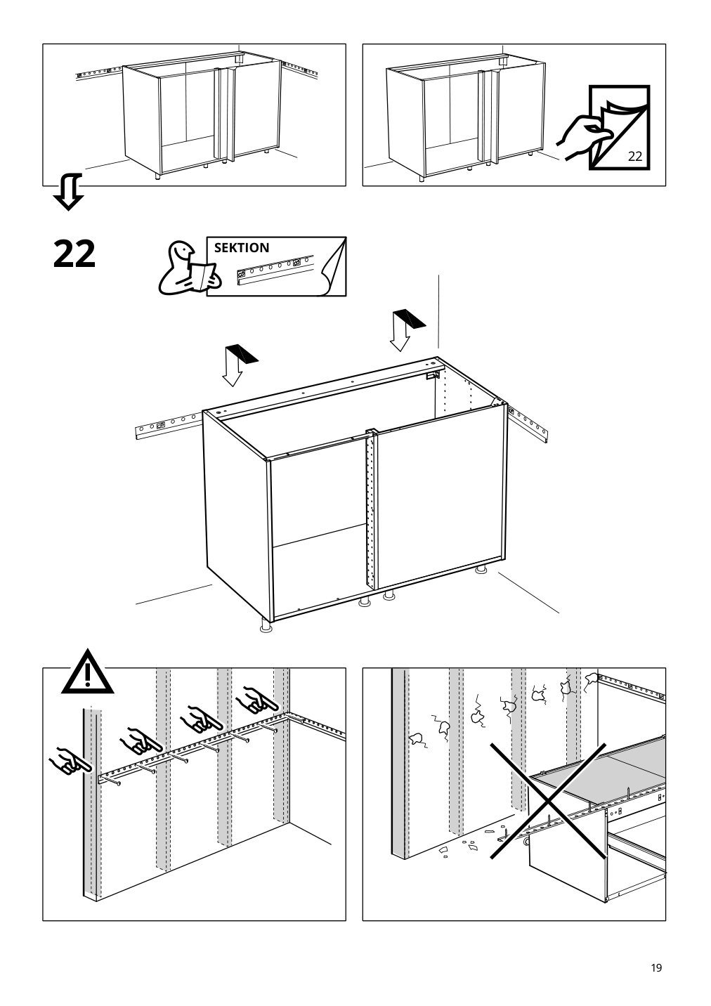 Assembly instructions for IKEA Sektion base corner cabinet frame white | Page 19 - IKEA SEKTION corner base cab w pull-out fitting 494.561.21