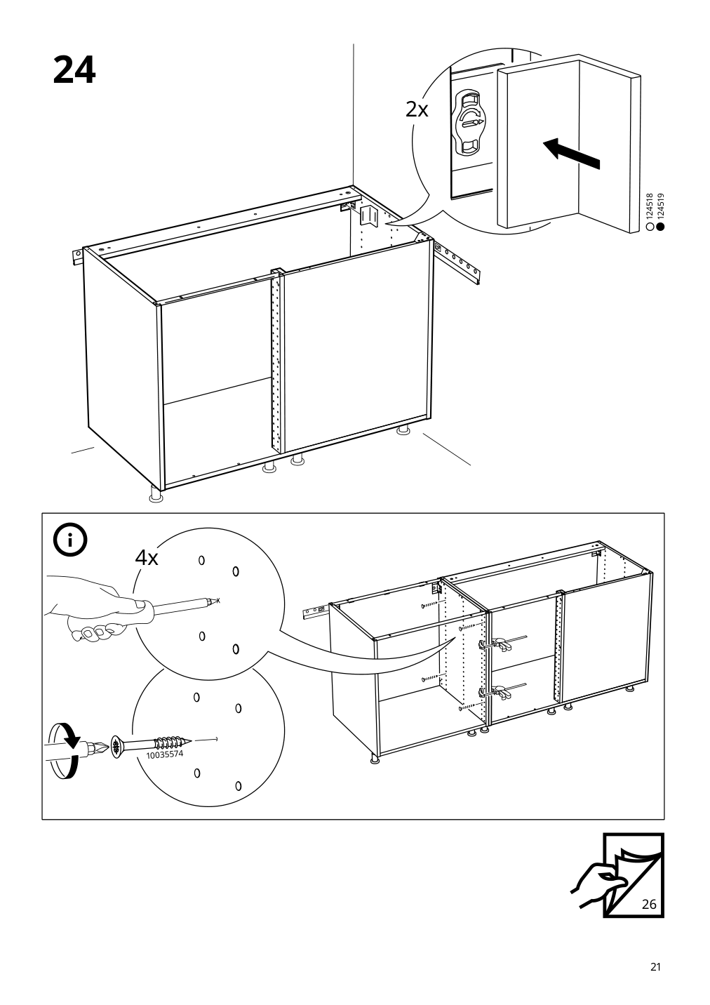 Assembly instructions for IKEA Sektion base corner cabinet frame white | Page 21 - IKEA SEKTION corner base cab w pull-out fitting 494.561.21