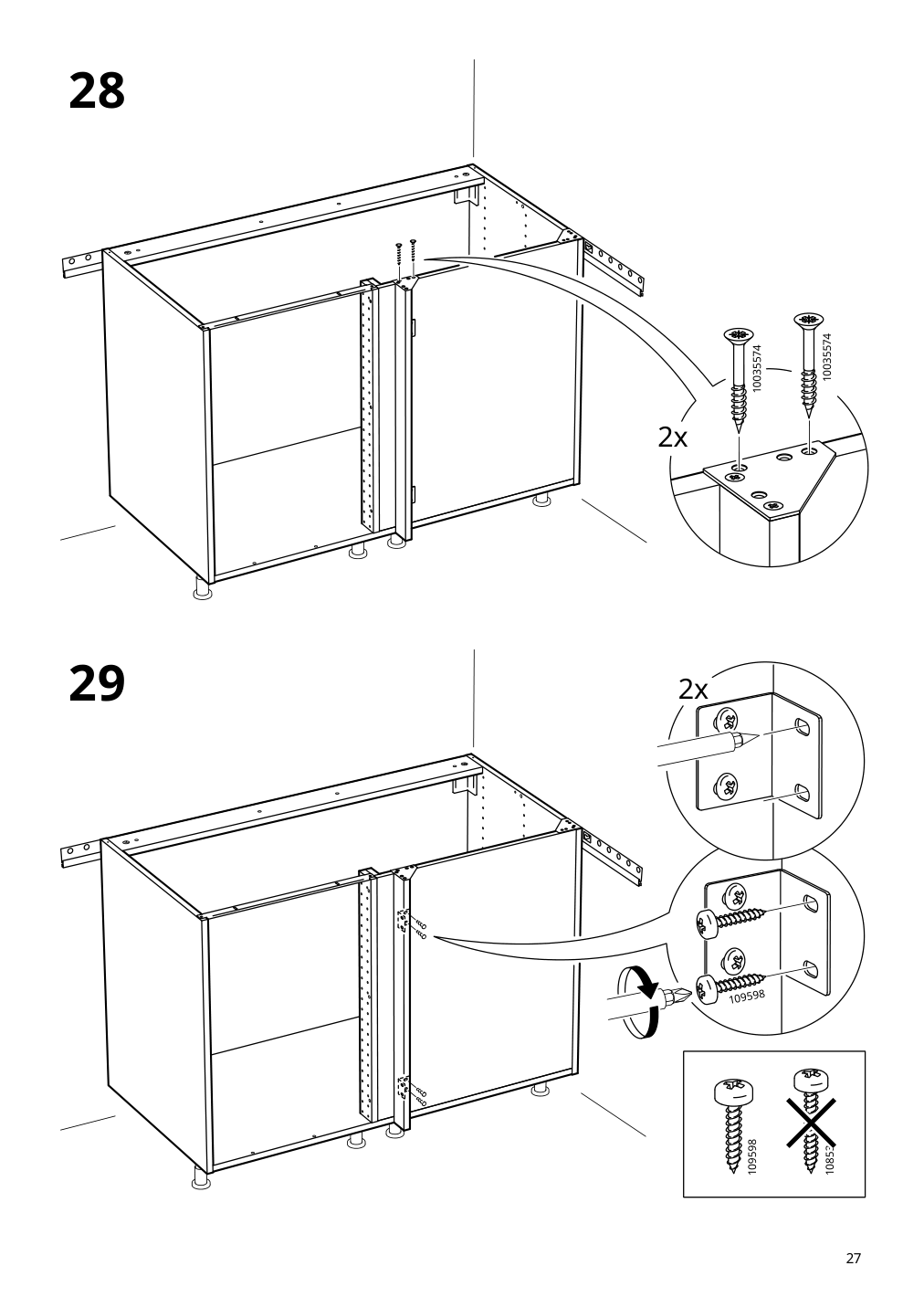 Assembly instructions for IKEA Sektion base corner cabinet frame white | Page 27 - IKEA SEKTION corner base cabinet with shelf 494.573.71