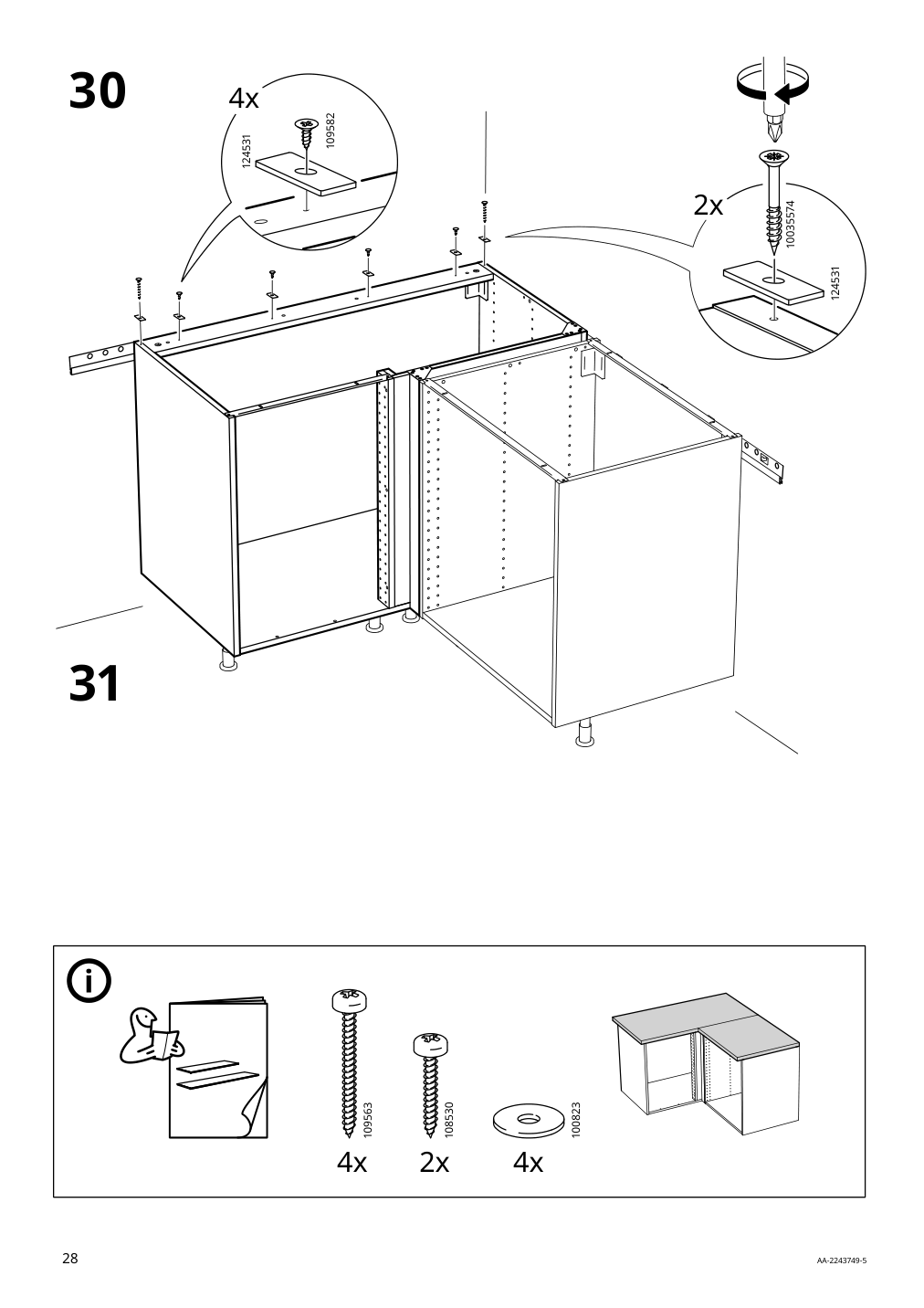 Assembly instructions for IKEA Sektion base corner cabinet frame white | Page 28 - IKEA SEKTION corner base cabinet with shelf 694.679.77