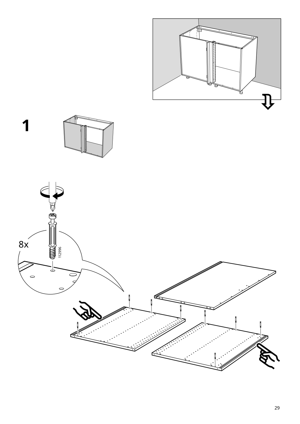 Assembly instructions for IKEA Sektion base corner cabinet frame white | Page 29 - IKEA SEKTION corner base cab w pull-out fitting 494.561.21