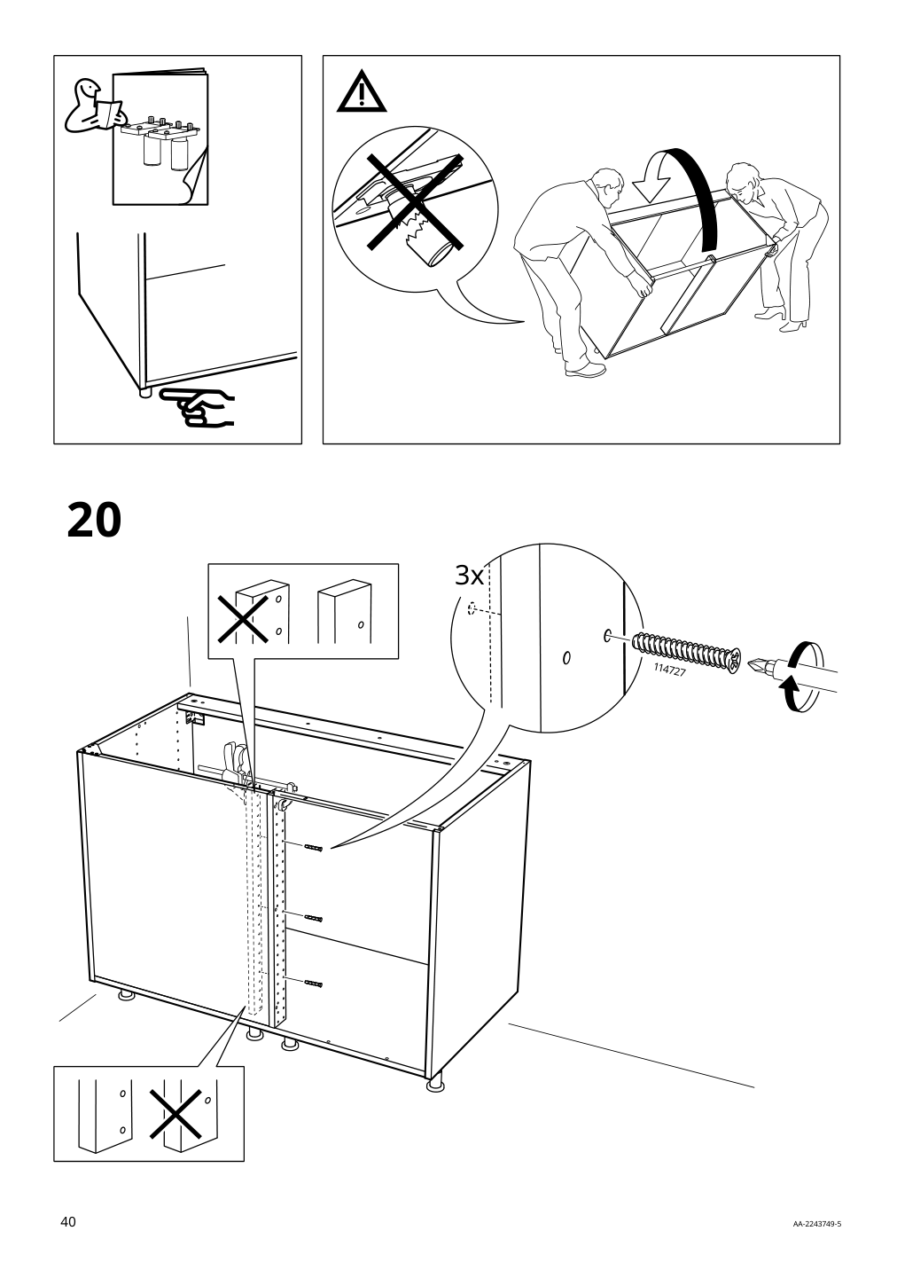 Assembly instructions for IKEA Sektion base corner cabinet frame white | Page 40 - IKEA SEKTION corner base cabinet with shelf 894.528.47