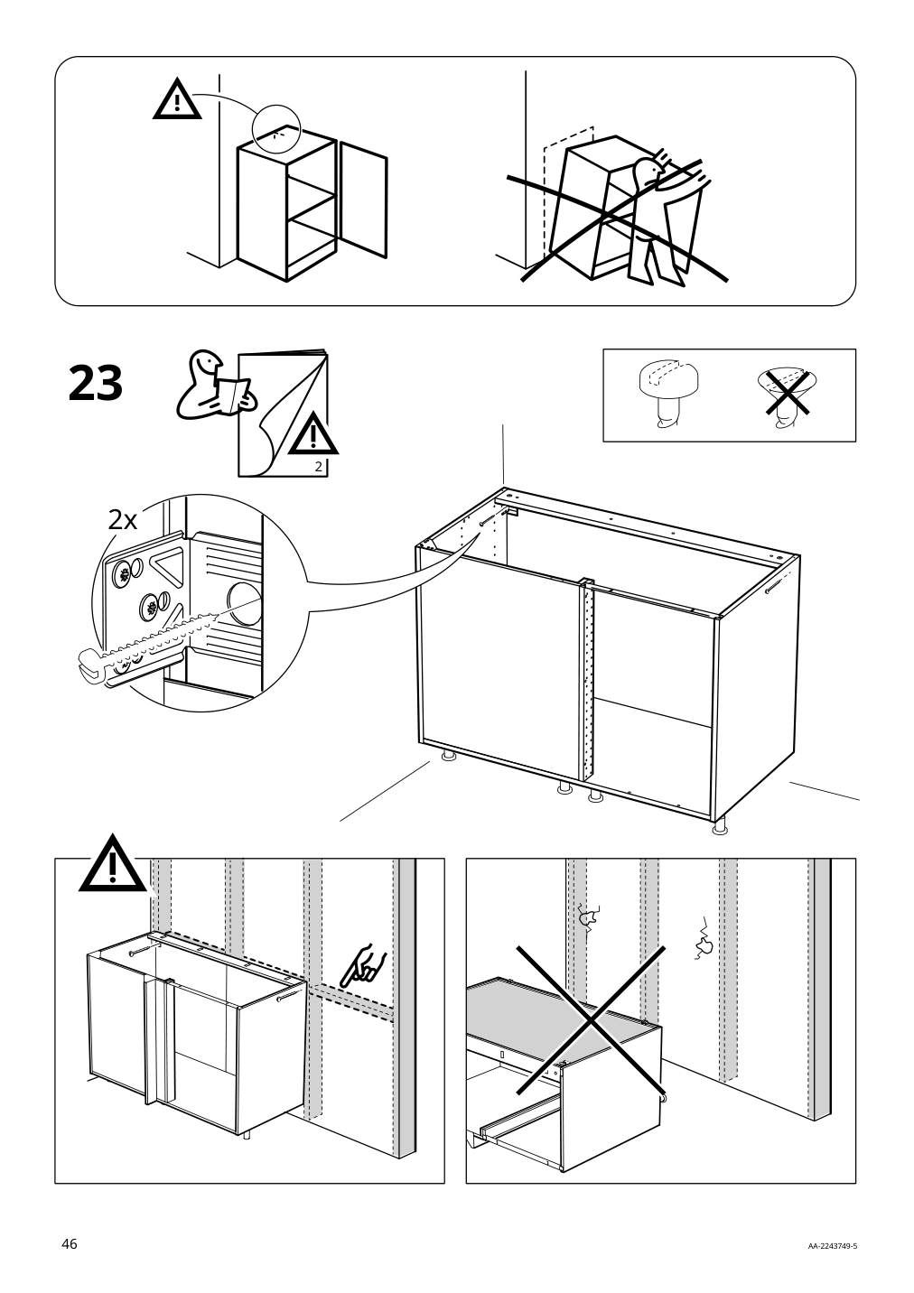 Assembly instructions for IKEA Sektion base corner cabinet frame white | Page 46 - IKEA SEKTION corner base cab w pull-out fitting 594.644.89