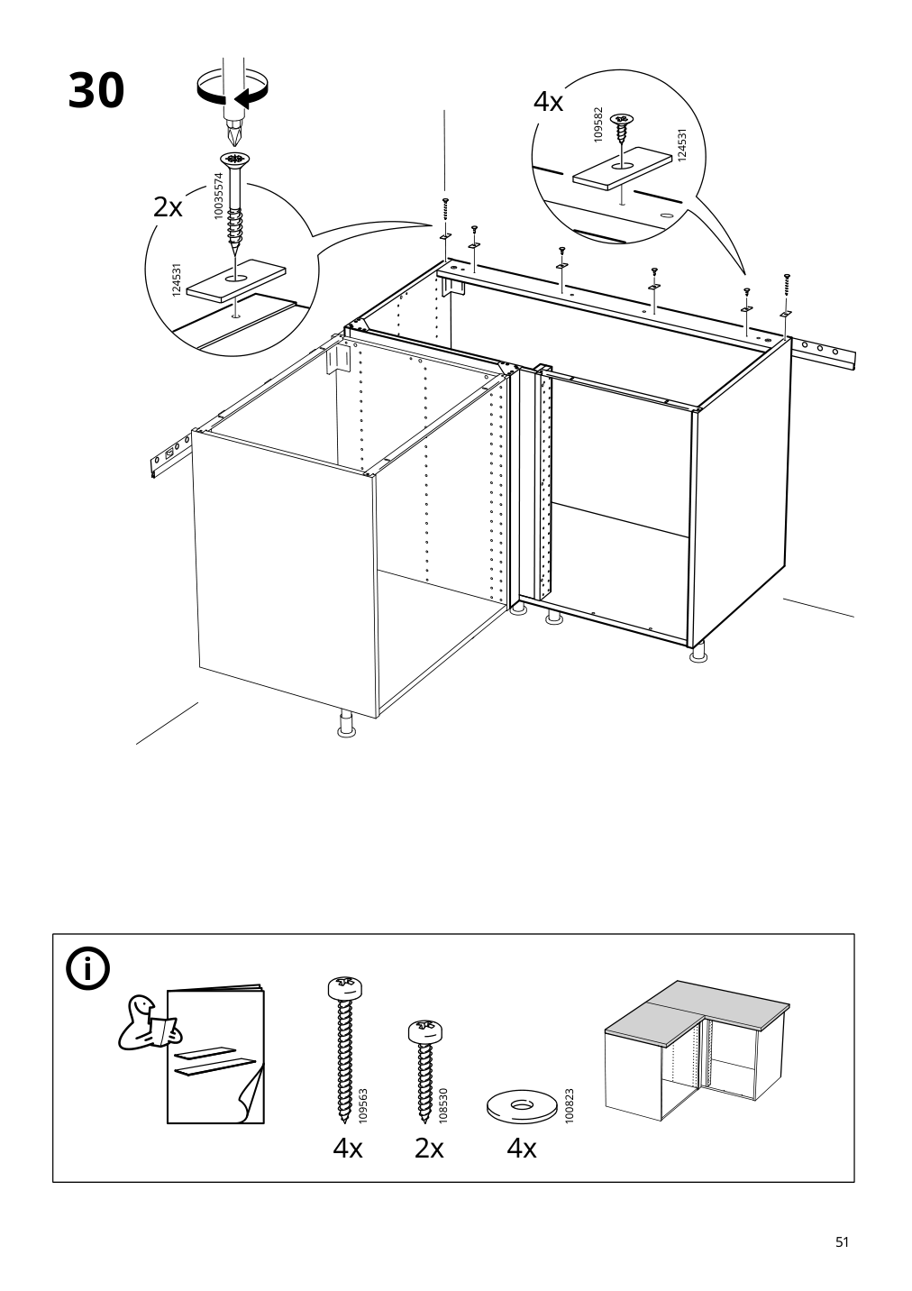 Assembly instructions for IKEA Sektion base corner cabinet frame white | Page 51 - IKEA SEKTION corner base cab w pull-out fitting 494.561.21