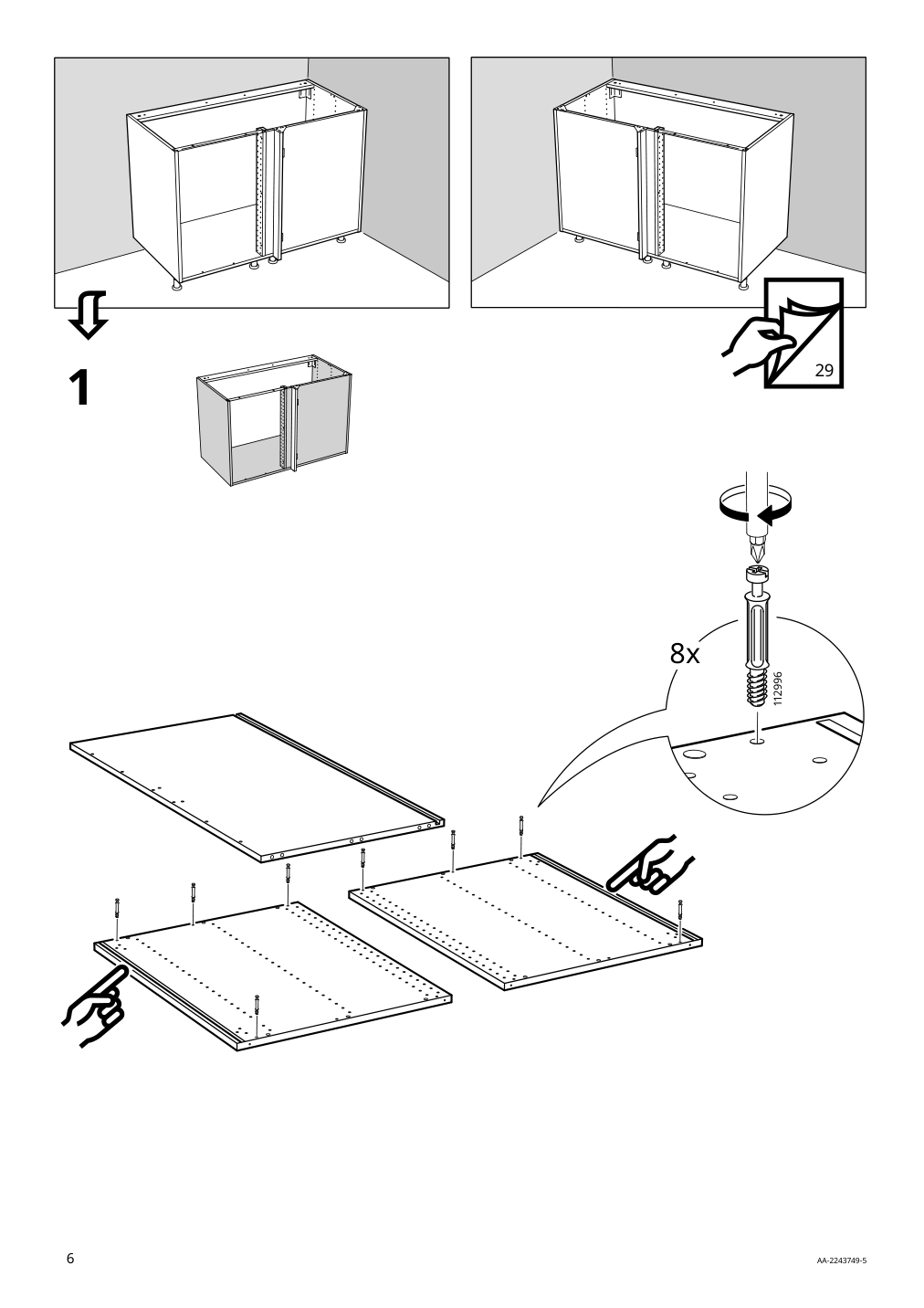 Assembly instructions for IKEA Sektion base corner cabinet frame white | Page 6 - IKEA SEKTION corner base cab w pull-out fitting 494.561.21