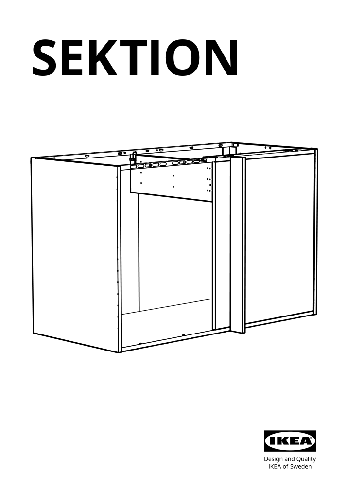 Assembly instructions for IKEA Sektion base corner cabinet frame white | Page 1 - IKEA SEKTION corner base cab w drawer and shelf 995.835.03