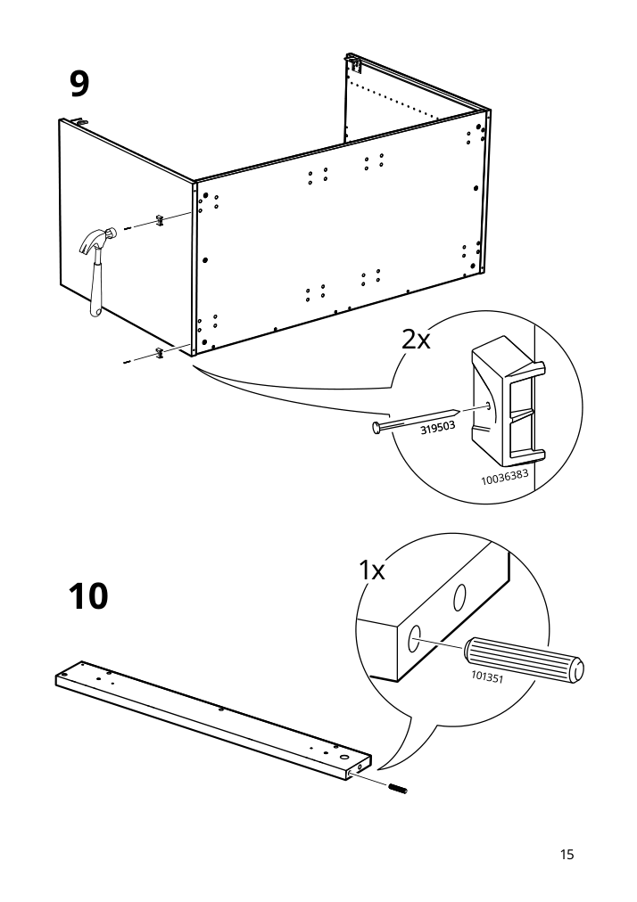Assembly instructions for IKEA Sektion base corner cabinet frame white | Page 15 - IKEA SEKTION corner base cab w drawer and shelf 995.835.03