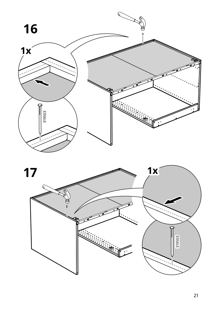 Assembly instructions for IKEA Sektion base corner cabinet frame white | Page 21 - IKEA SEKTION corner base cab w drawer and shelf 995.835.03