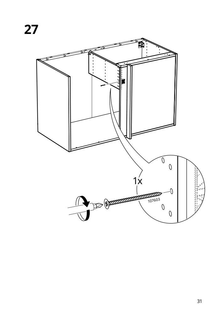 Assembly instructions for IKEA Sektion base corner cabinet frame white | Page 31 - IKEA SEKTION corner base cab w drawer and shelf 995.835.03