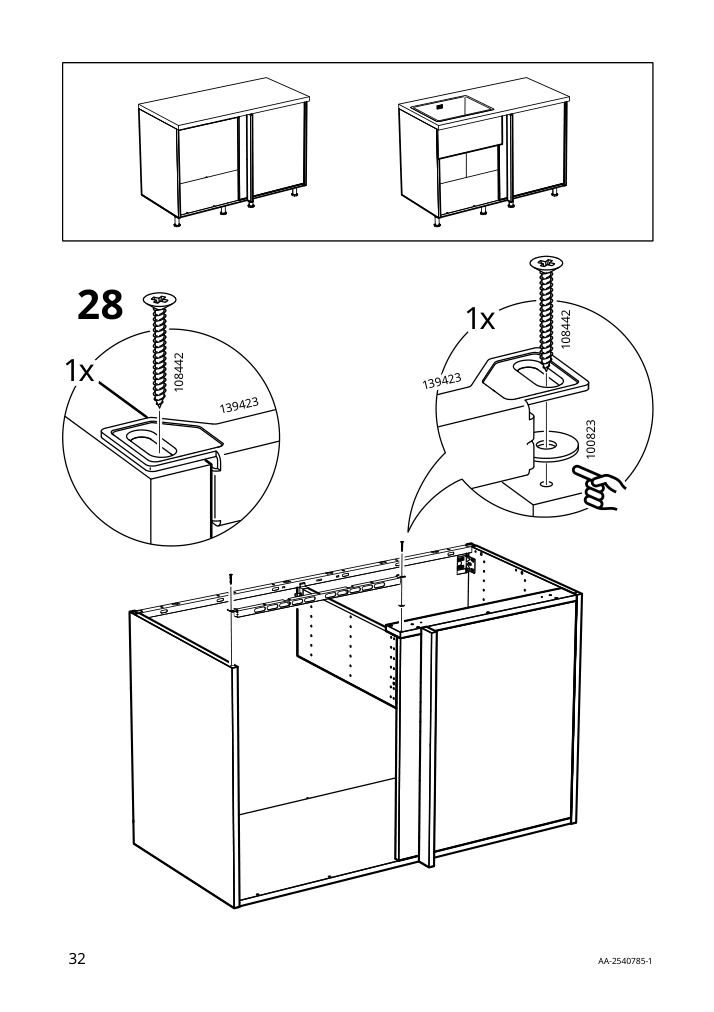 Assembly instructions for IKEA Sektion base corner cabinet frame white | Page 32 - IKEA SEKTION corner base cab w drawer and shelf 995.835.03