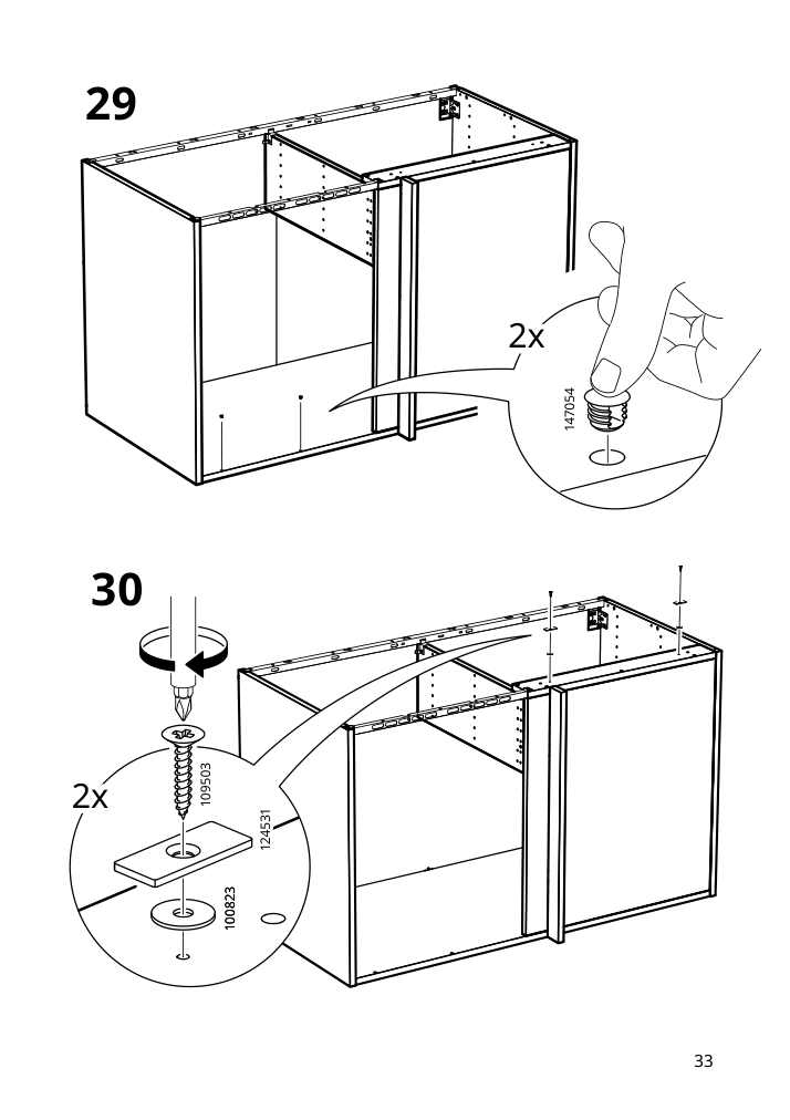 Assembly instructions for IKEA Sektion base corner cabinet frame white | Page 33 - IKEA SEKTION corner base cab w drawer and shelf 995.835.03