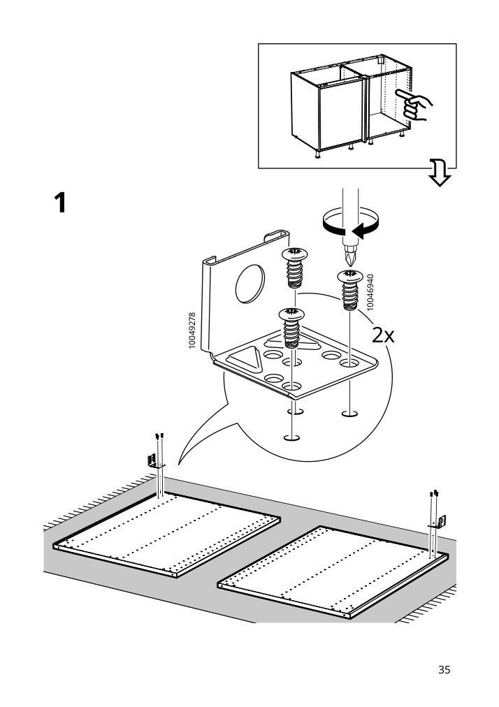 Assembly instructions for IKEA Sektion base corner cabinet frame white | Page 35 - IKEA SEKTION corner base cab w drawer and shelf 995.835.03