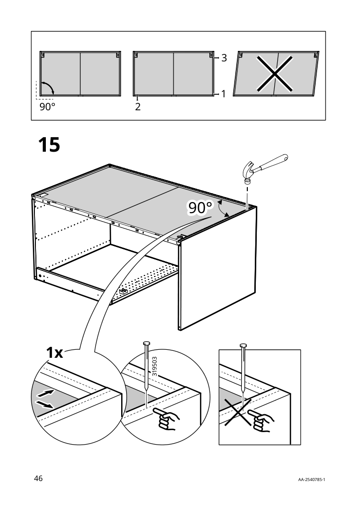 Assembly instructions for IKEA Sektion base corner cabinet frame white | Page 46 - IKEA SEKTION corner base cab w drawer and shelf 995.835.03