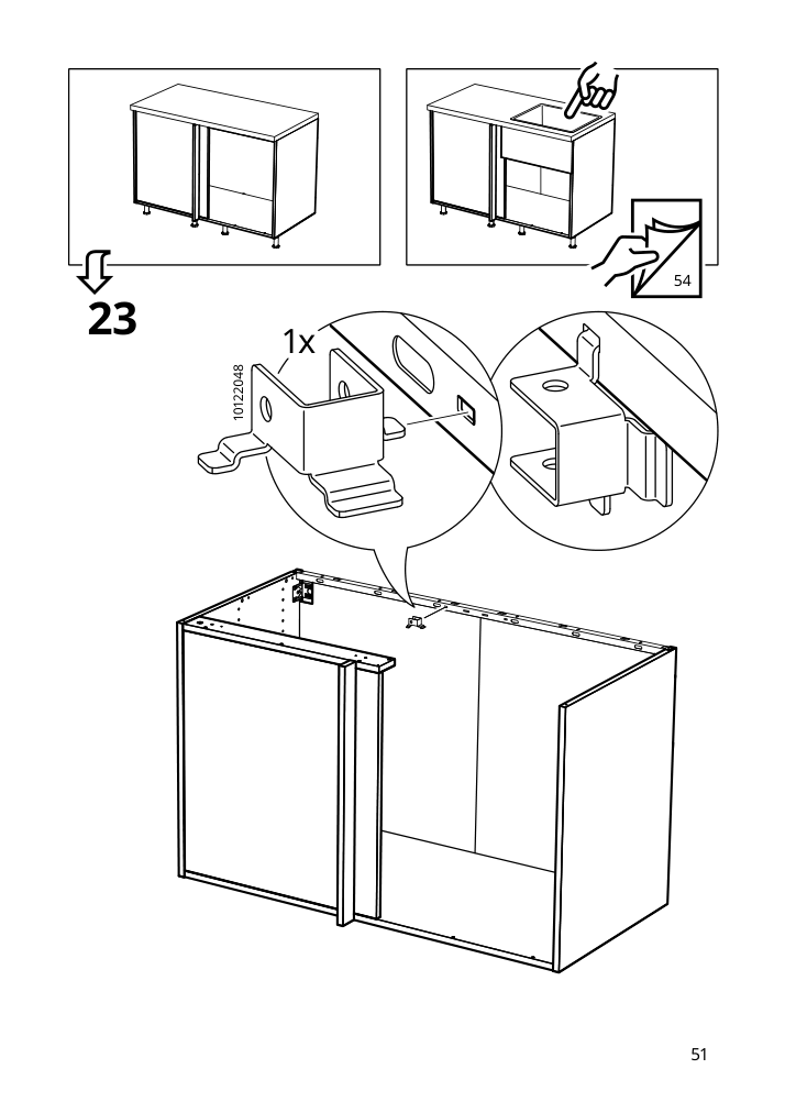 Assembly instructions for IKEA Sektion base corner cabinet frame white | Page 51 - IKEA SEKTION corner base cab w drawer and shelf 995.835.03