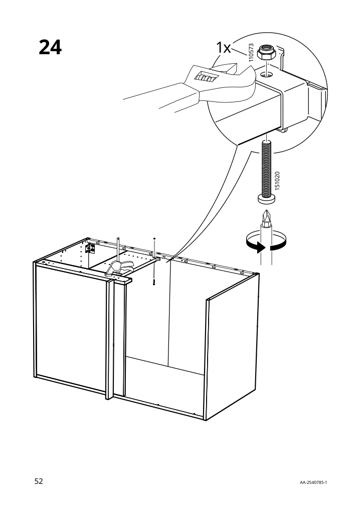 Assembly instructions for IKEA Sektion base corner cabinet frame white | Page 52 - IKEA SEKTION corner base cab w drawer and shelf 995.835.03