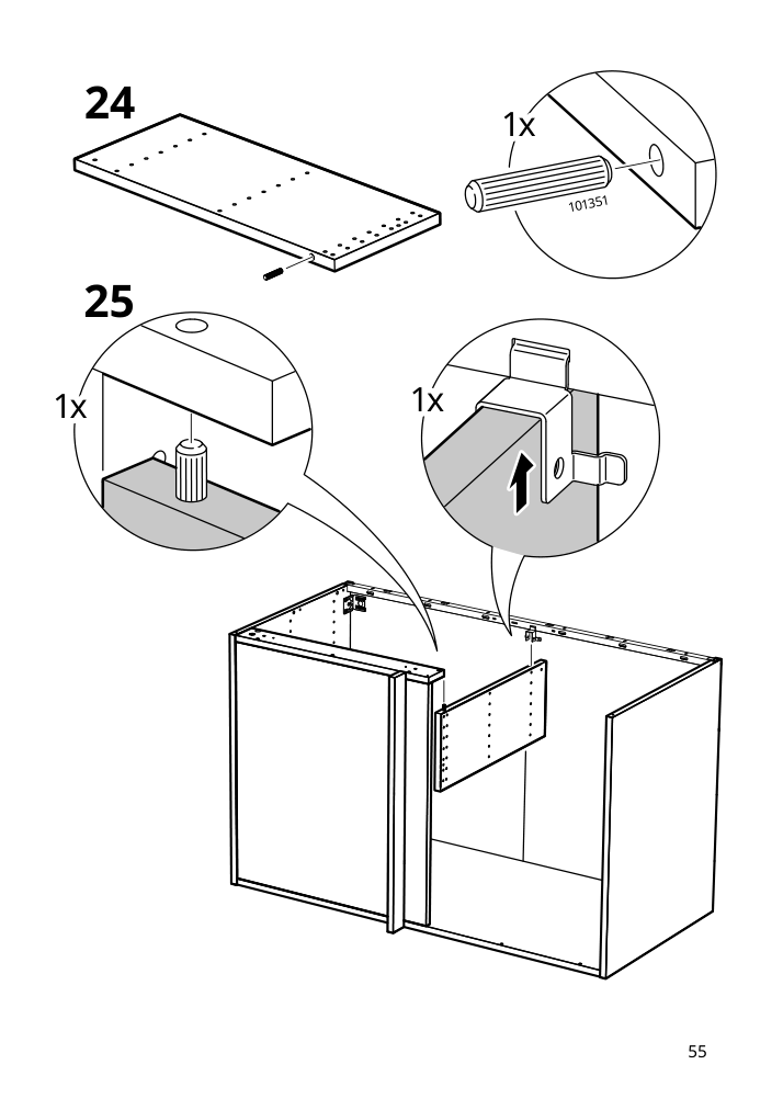 Assembly instructions for IKEA Sektion base corner cabinet frame white | Page 55 - IKEA SEKTION corner base cab w drawer and shelf 995.835.03