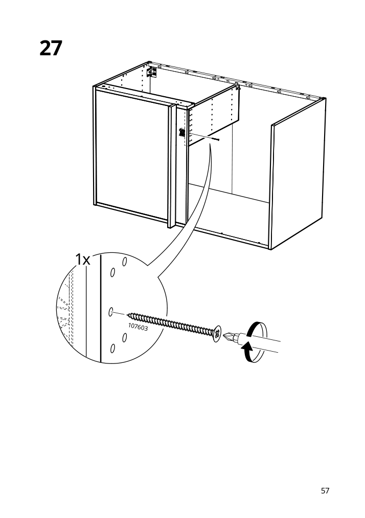 Assembly instructions for IKEA Sektion base corner cabinet frame white | Page 57 - IKEA SEKTION corner base cab w drawer and shelf 995.835.03