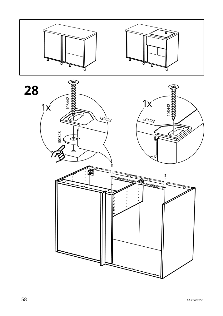 Assembly instructions for IKEA Sektion base corner cabinet frame white | Page 58 - IKEA SEKTION corner base cab w drawer and shelf 995.835.03