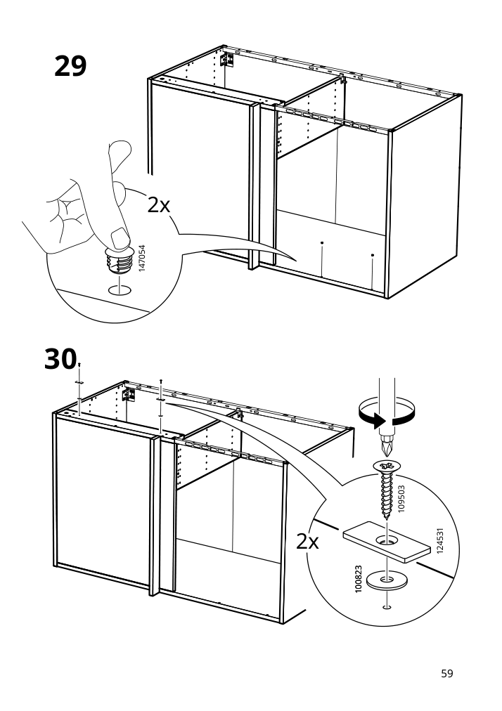 Assembly instructions for IKEA Sektion base corner cabinet frame white | Page 59 - IKEA SEKTION corner base cab w drawer and shelf 995.835.03