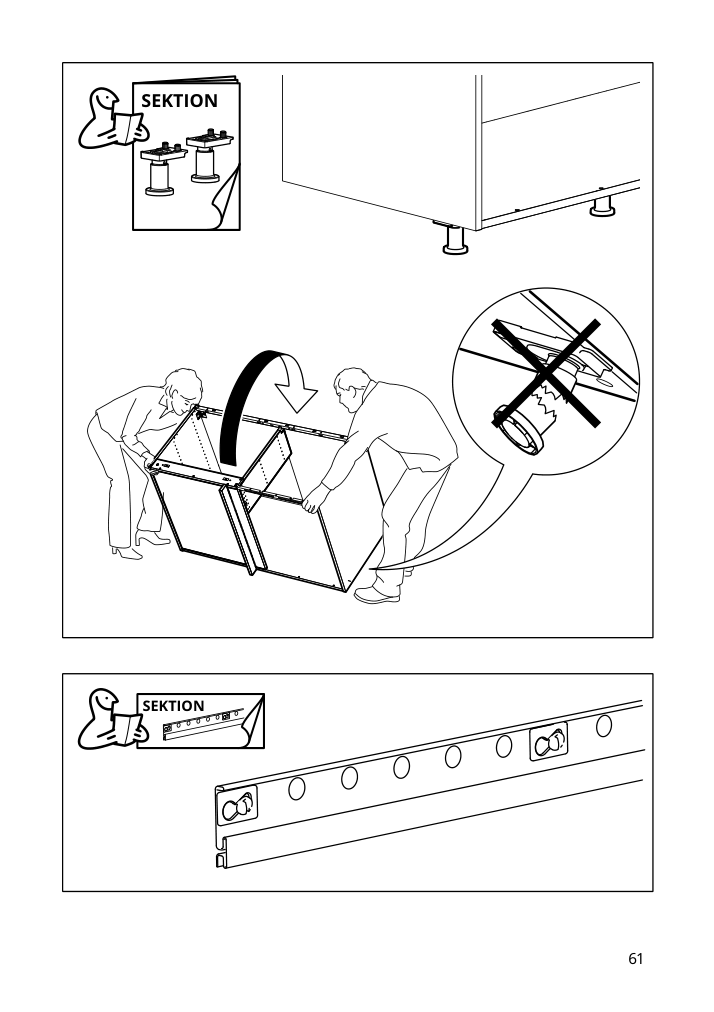 Assembly instructions for IKEA Sektion base corner cabinet frame white | Page 61 - IKEA SEKTION corner base cab w drawer and shelf 995.835.03