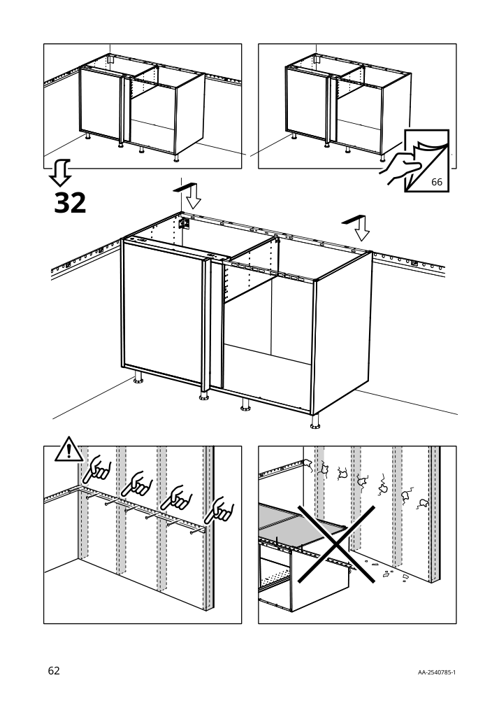 Assembly instructions for IKEA Sektion base corner cabinet frame white | Page 62 - IKEA SEKTION corner base cab w drawer and shelf 995.835.03