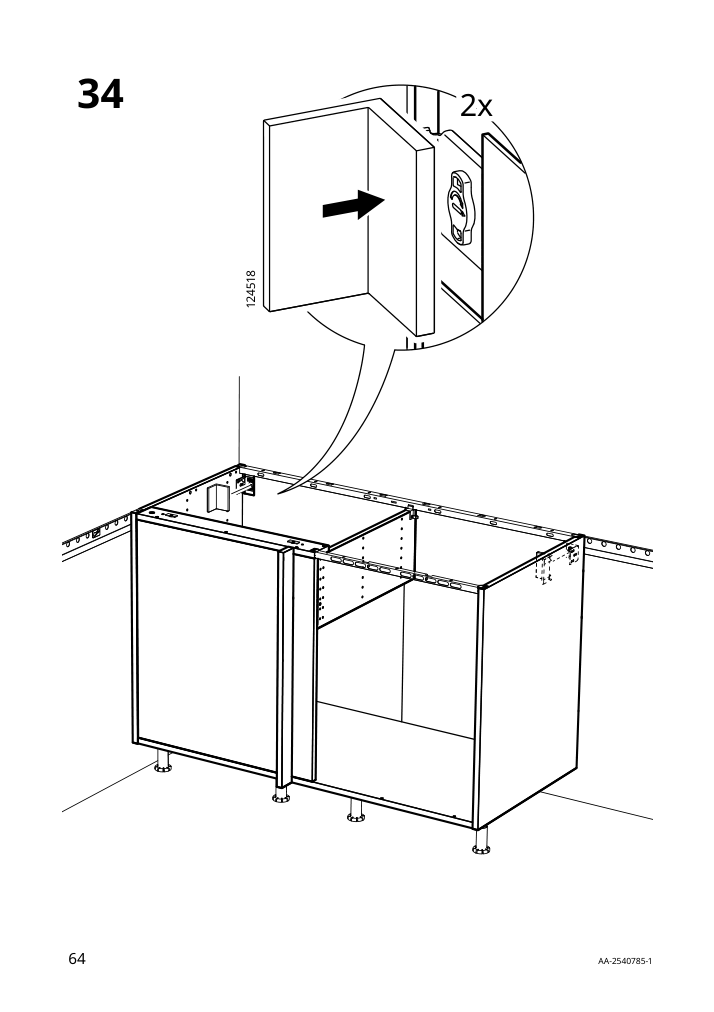 Assembly instructions for IKEA Sektion base corner cabinet frame white | Page 64 - IKEA SEKTION corner base cab w drawer and shelf 995.835.03