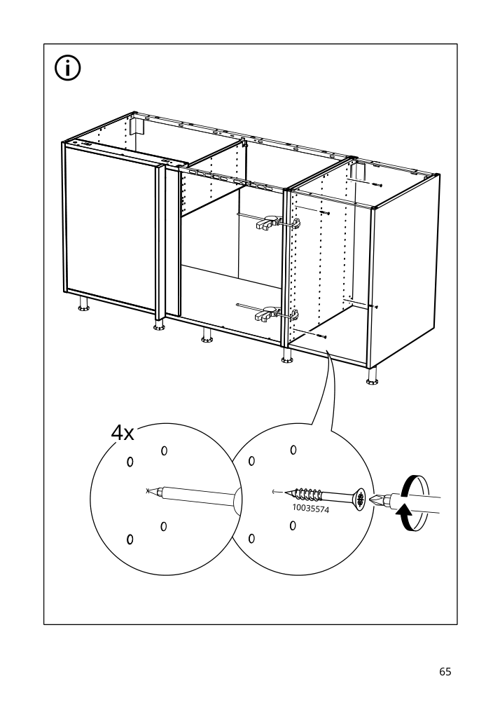 Assembly instructions for IKEA Sektion base corner cabinet frame white | Page 65 - IKEA SEKTION corner base cab w drawer and shelf 995.835.03