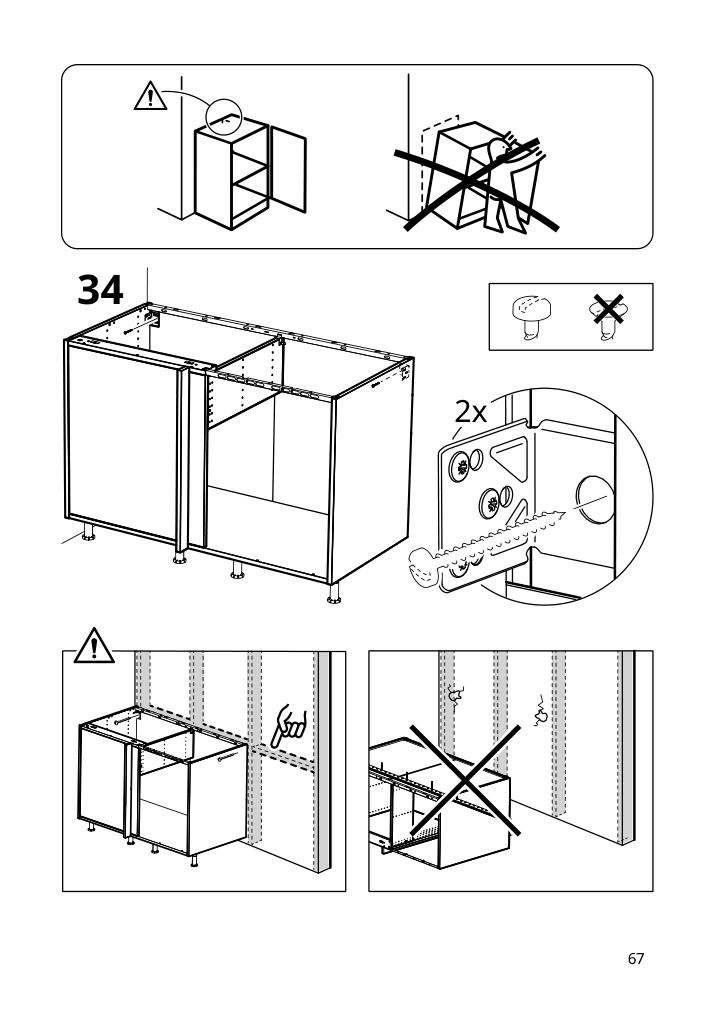 Assembly instructions for IKEA Sektion base corner cabinet frame white | Page 67 - IKEA SEKTION corner base cab w drawer and shelf 995.835.03