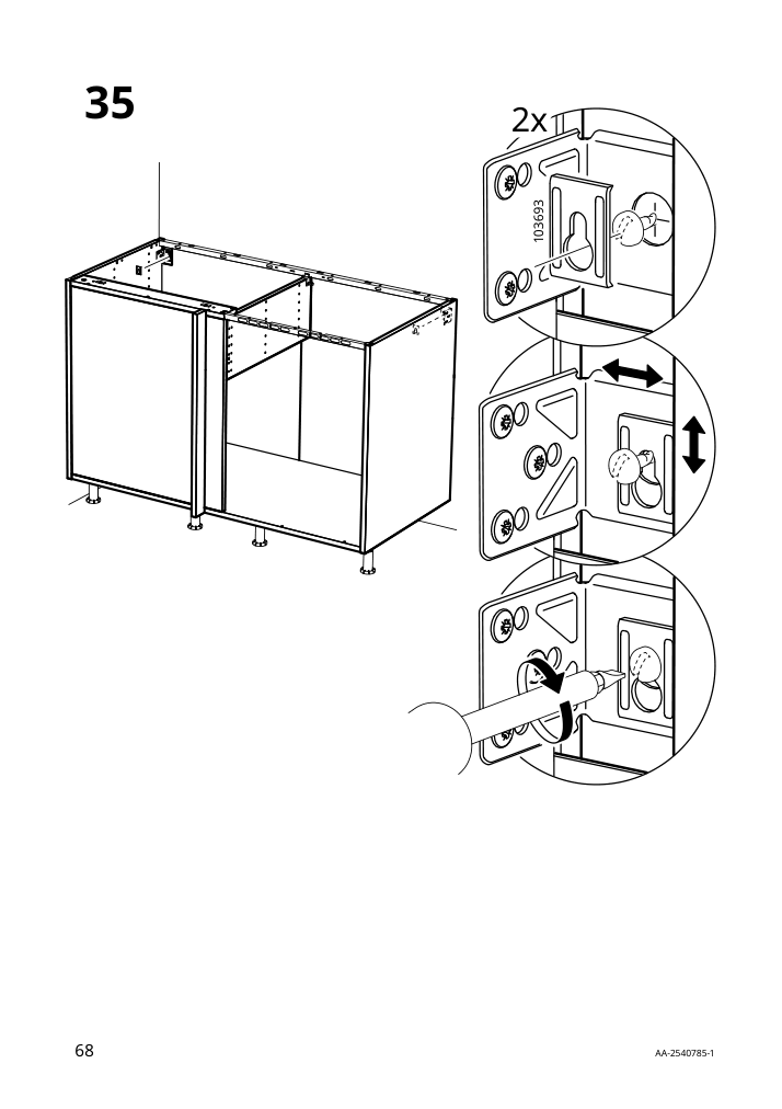 Assembly instructions for IKEA Sektion base corner cabinet frame white | Page 68 - IKEA SEKTION corner base cab w drawer and shelf 995.835.03