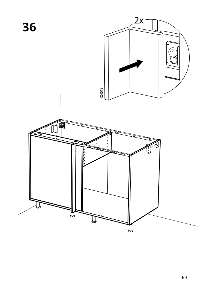 Assembly instructions for IKEA Sektion base corner cabinet frame white | Page 69 - IKEA SEKTION corner base cab w drawer and shelf 995.835.03