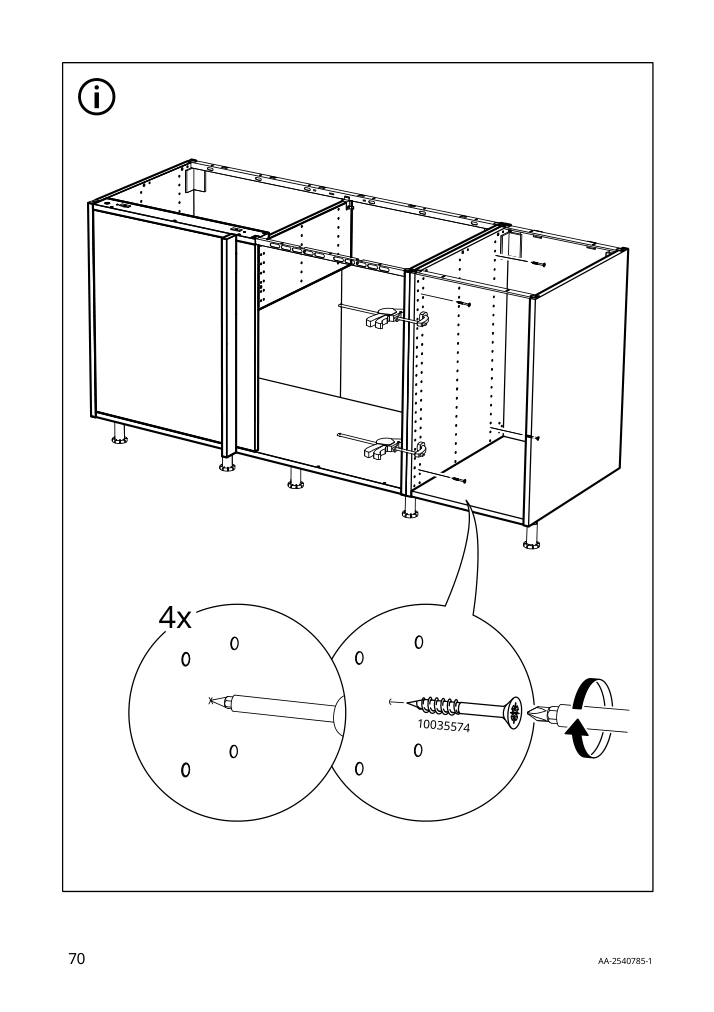 Assembly instructions for IKEA Sektion base corner cabinet frame white | Page 70 - IKEA SEKTION corner base cab w drawer and shelf 995.835.03