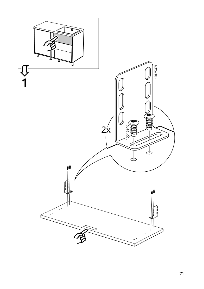 Assembly instructions for IKEA Sektion base corner cabinet frame white | Page 71 - IKEA SEKTION corner base cab w drawer and shelf 995.835.03