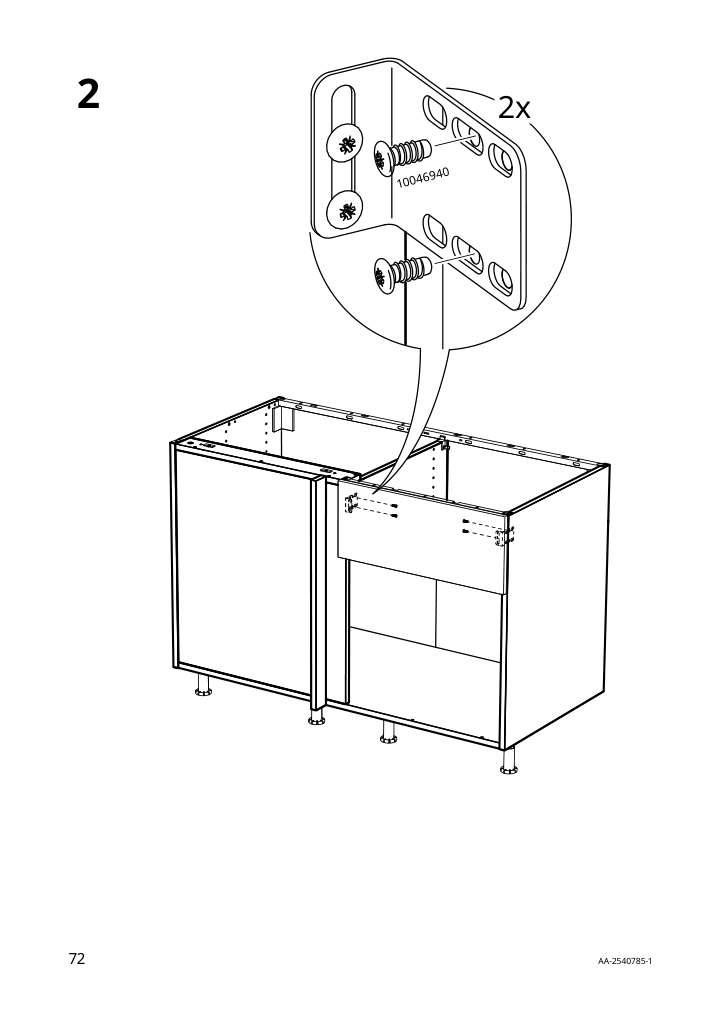 Assembly instructions for IKEA Sektion base corner cabinet frame white | Page 72 - IKEA SEKTION corner base cab w drawer and shelf 995.835.03