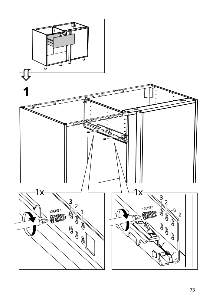 Assembly instructions for IKEA Sektion base corner cabinet frame white | Page 73 - IKEA SEKTION corner base cab w drawer and shelf 995.835.03