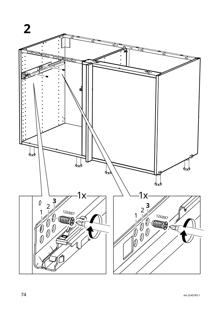 Assembly instructions for IKEA Sektion base corner cabinet frame white | Page 74 - IKEA SEKTION corner base cab w drawer and shelf 995.835.03
