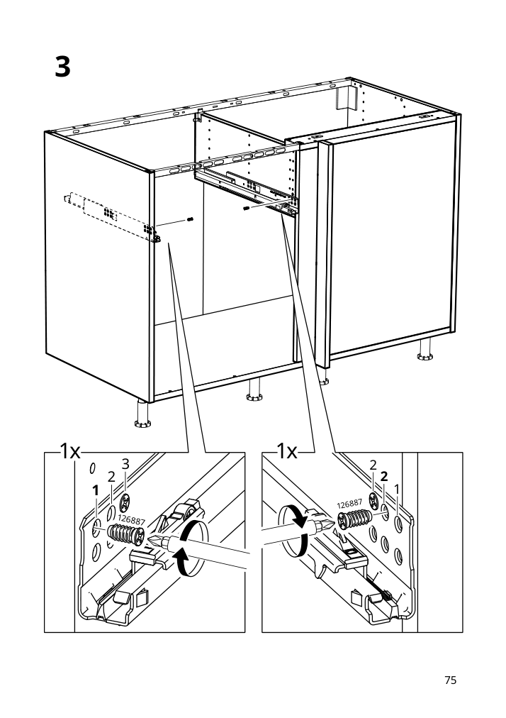 Assembly instructions for IKEA Sektion base corner cabinet frame white | Page 75 - IKEA SEKTION corner base cab w drawer and shelf 995.835.03