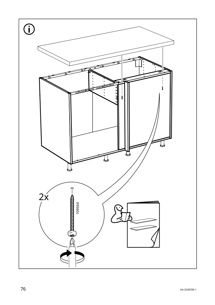 Assembly instructions for IKEA Sektion base corner cabinet frame white | Page 76 - IKEA SEKTION corner base cab w drawer and shelf 995.835.03
