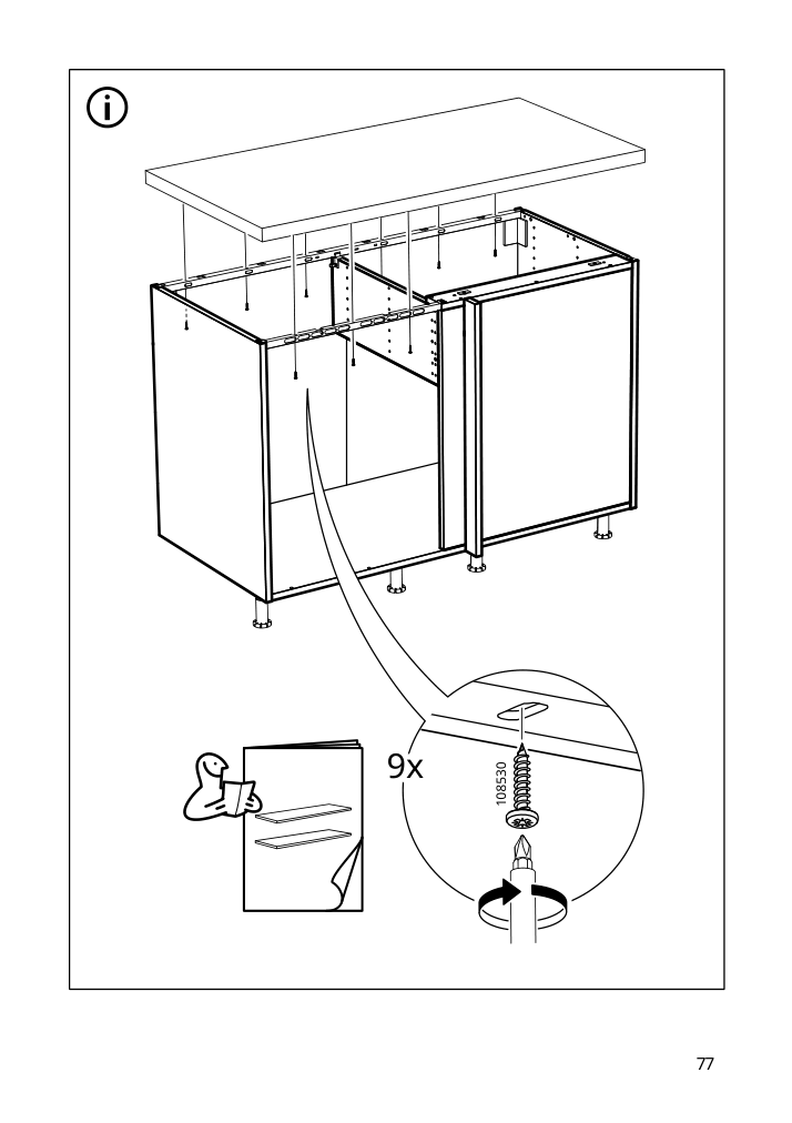 Assembly instructions for IKEA Sektion base corner cabinet frame white | Page 77 - IKEA SEKTION corner base cab w drawer and shelf 995.835.03