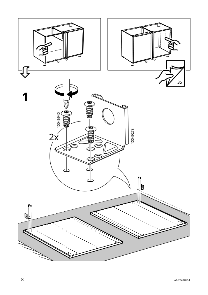 Assembly instructions for IKEA Sektion base corner cabinet frame white | Page 8 - IKEA SEKTION corner base cab w drawer and shelf 995.835.03
