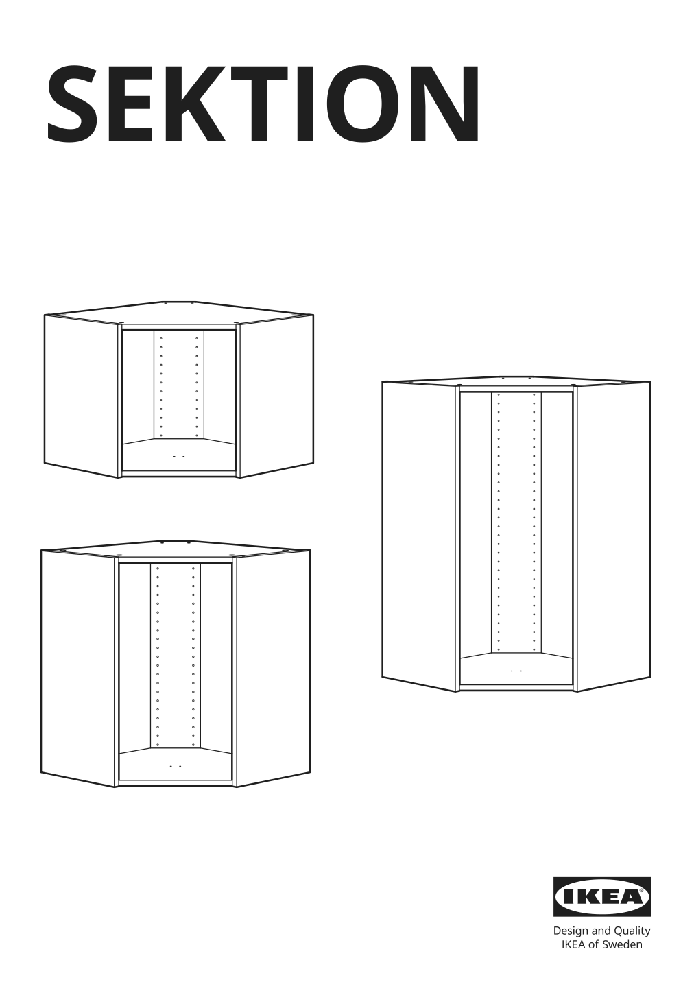 Assembly instructions for IKEA Sektion corner wall cabinet frame white | Page 1 - IKEA SEKTION corner wall cabinet with shelves 494.145.84