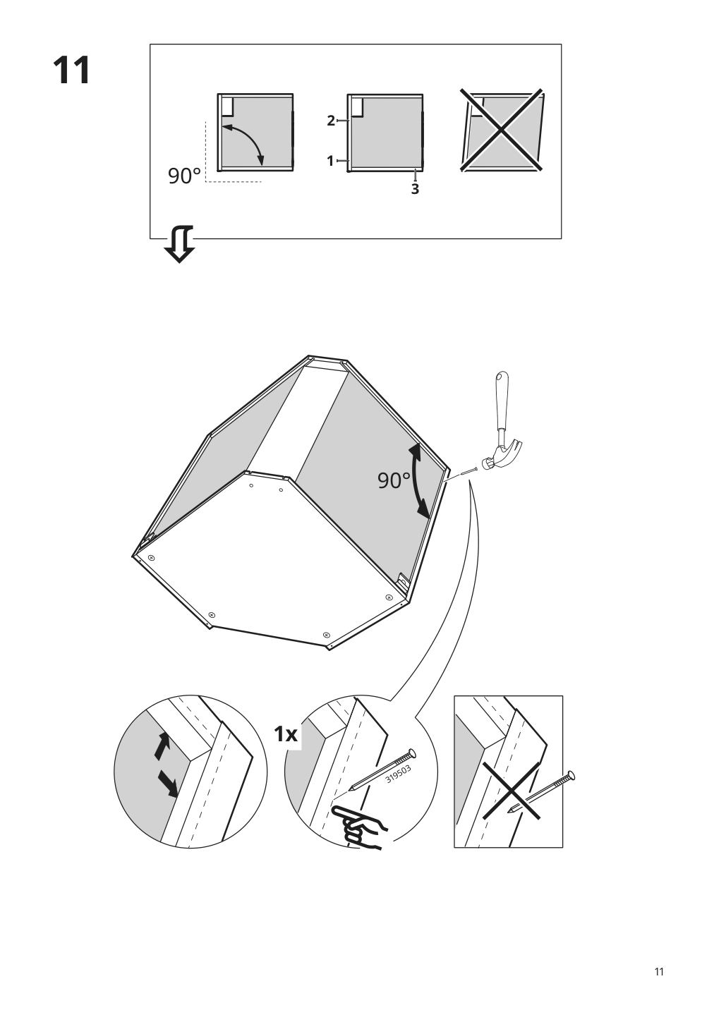 Assembly instructions for IKEA Sektion corner wall cabinet frame white | Page 11 - IKEA SEKTION corner wall cabinet with shelves 494.145.84