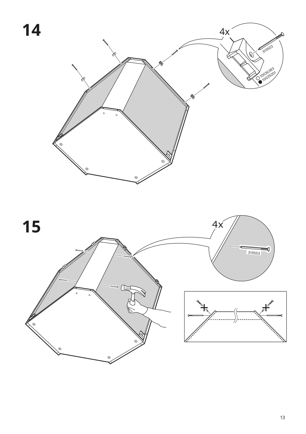 Assembly instructions for IKEA Sektion corner wall cabinet frame white | Page 13 - IKEA SEKTION corner wall cabinet with shelves 494.145.84