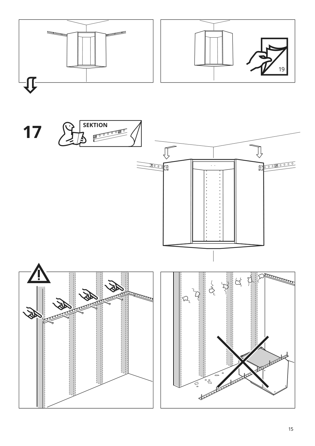 Assembly instructions for IKEA Sektion corner wall cabinet frame white | Page 15 - IKEA SEKTION corner wall cabinet with shelves 494.145.84