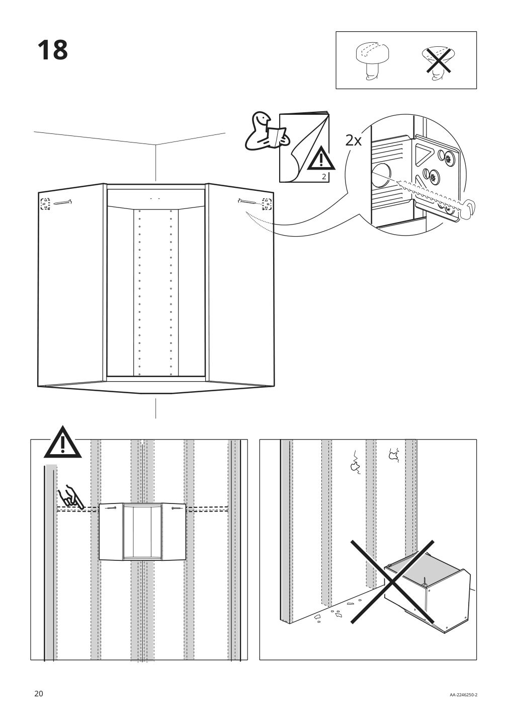 Assembly instructions for IKEA Sektion corner wall cabinet frame white | Page 20 - IKEA SEKTION corner wall cabinet with carousel 094.145.81