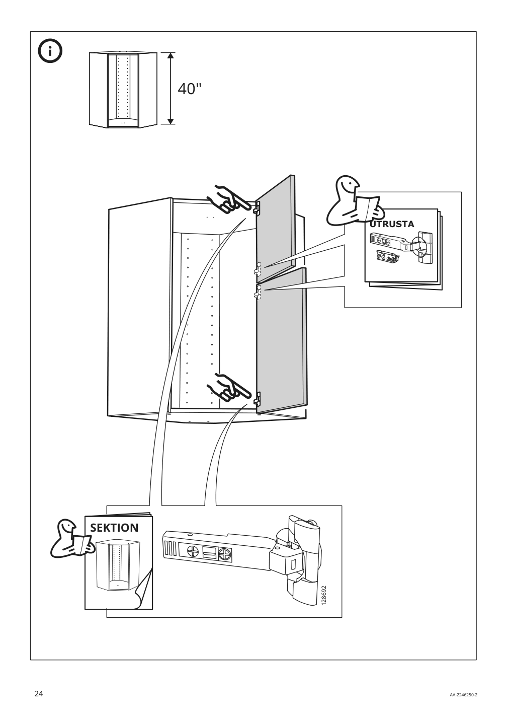 Assembly instructions for IKEA Sektion corner wall cabinet frame white | Page 24 - IKEA SEKTION corner wall cabinet with shelves 694.145.83